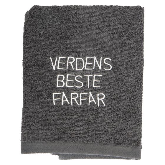 Håndkle med tekst grå farfar.