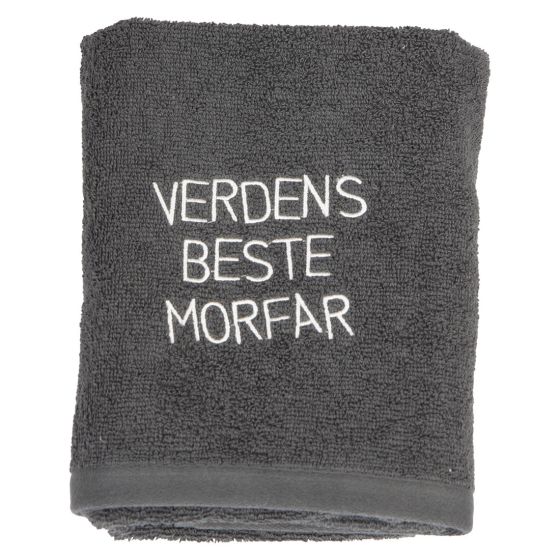 Håndkle med tekst grå morfar.