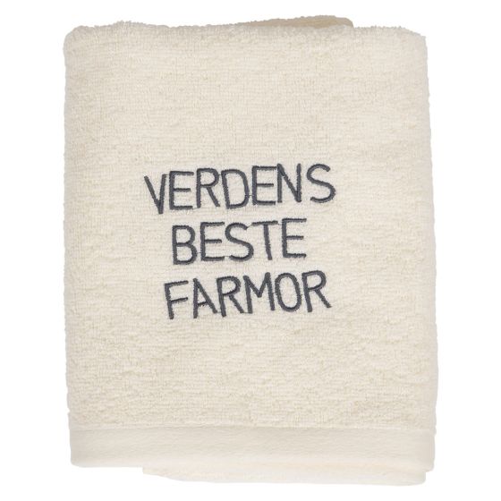 Håndkle med tekst offw farmo.