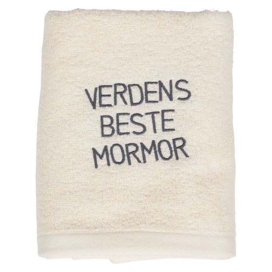 Håndkle med tekst offw mormo.