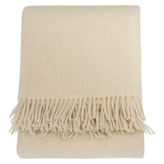 Numedal ullpledd med frynser offwhite.