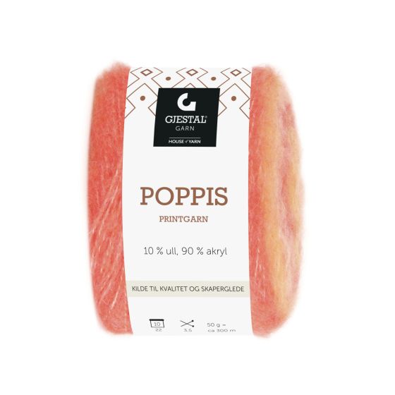 Poppis 50gr garnnøste 3107-Lakserosa/Fersken gradert