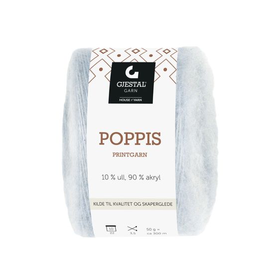 Poppis 50gr garnnøste Lys grå-Lys blå gradert