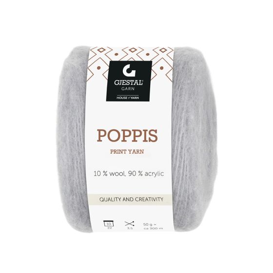 Poppis 50gr garnnøste Lys grå