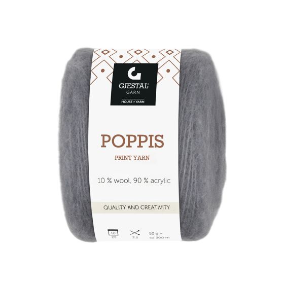 Poppis 50gr garnnøste Mørk grå