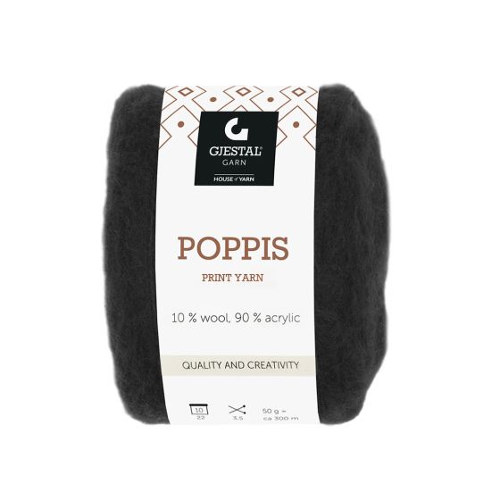Poppis 50gr garnnøste Sort