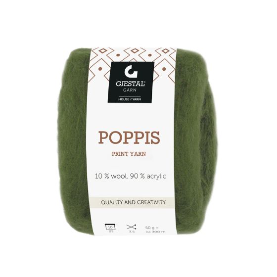 Poppis 50gr garnnøste Armygrønn