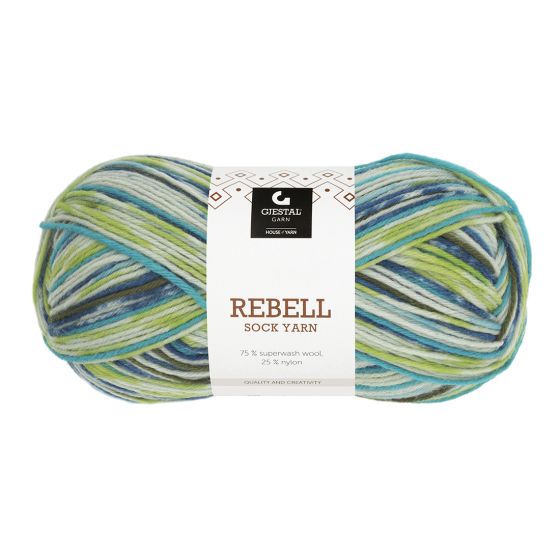 Rebell 100gr garnnøste 9405-pæregrønn print.