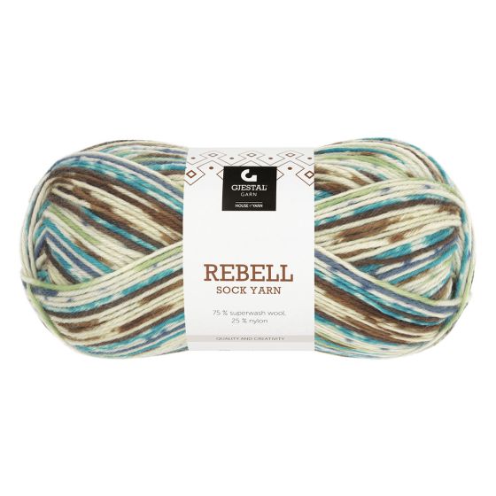 Rebell 100gr garnnøste 9408-brun/grønn print.