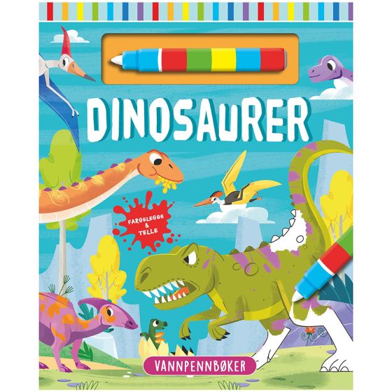 DINOSAURER Fargelegge & telle med vannfargepenn Original