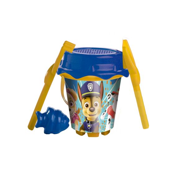 Paw Patrol blå sandslottbøtte med spade, sil, rive og former blå