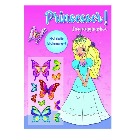 Prinsesser! Fargeleggingsbok med klistremerker standard.