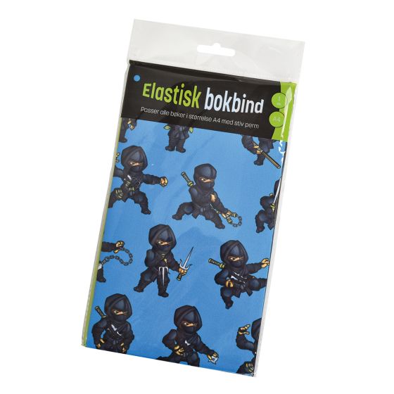 Bokbind elastisk A4 med bokmerke ninja blå