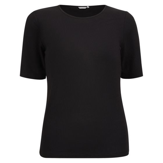 Poppy ribbestrikket t-skjorte Vasket sort.
