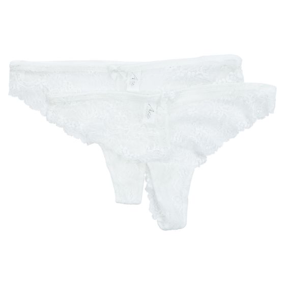 Amanda string truse ensfarget  2 pk Offwhite
