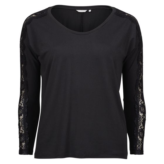 Britney shirt lang arm med blonde Sort