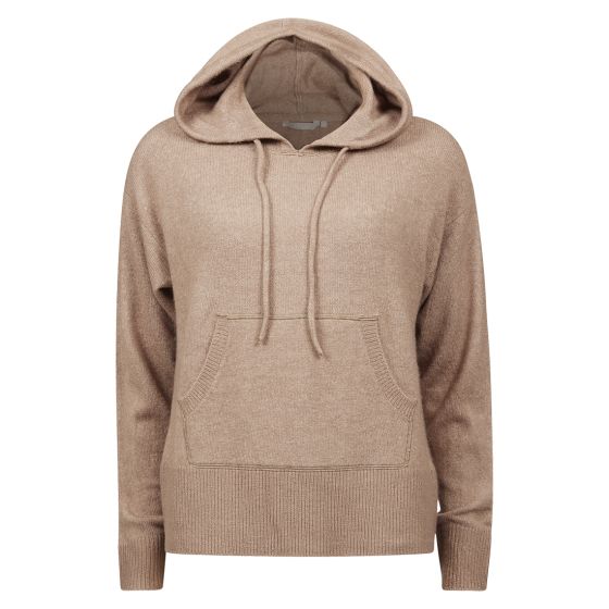Strikket hettegenser Noosa Mørk beige