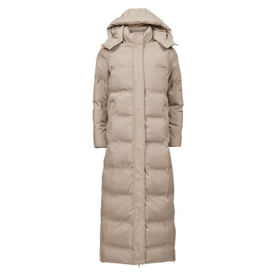 Lang kåpe med hette Trine Beige