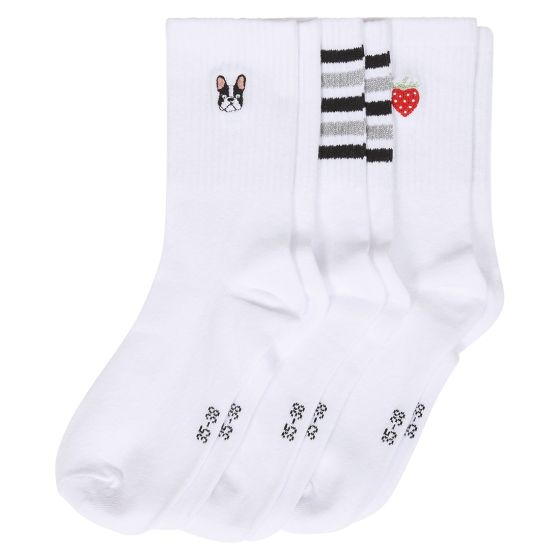 3 pk tennis sokker Hvit