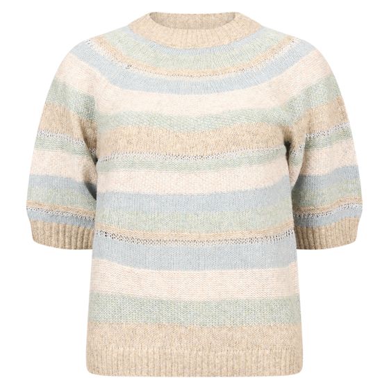 Sanne strikke topp Beige-grønn-blå