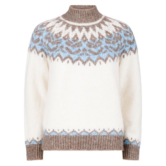Strikkegenser Vildrid Beige-blå