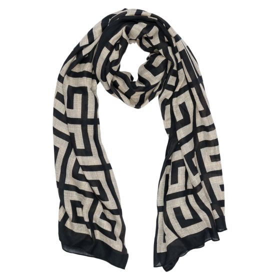 Sjal Eliza Sort-beige