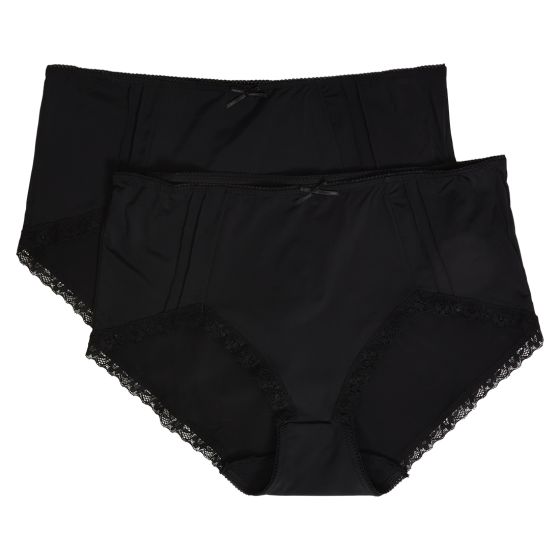 Truse med blondedetaljer 2pk Sort