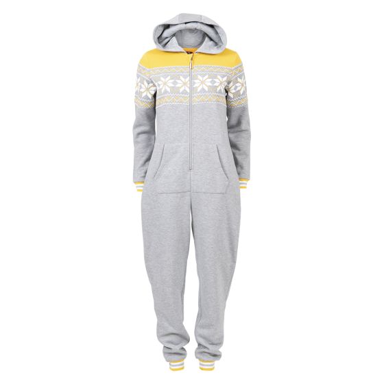Vinterstjerne jumpsuit gråmelert-gul