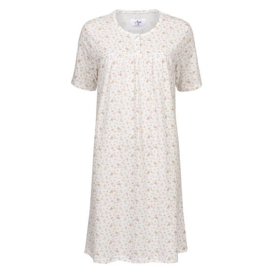 Nightwear Pearl nattkjole med korte ermer hvit-pudder