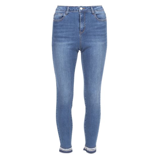 Camilla jeans med strassbånd blå