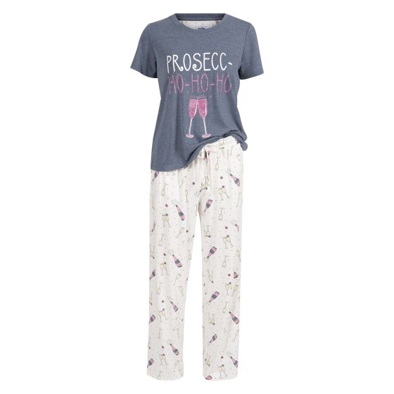 Prosecco pyjamas offwhite-grå