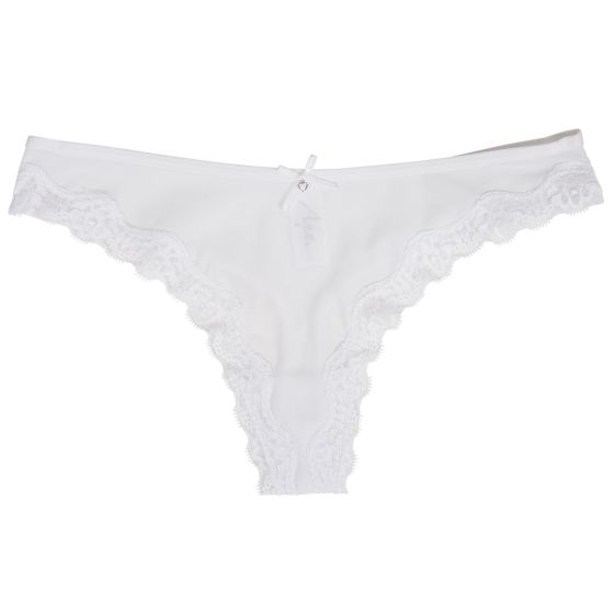 Ann  - String med blondekant hvit.