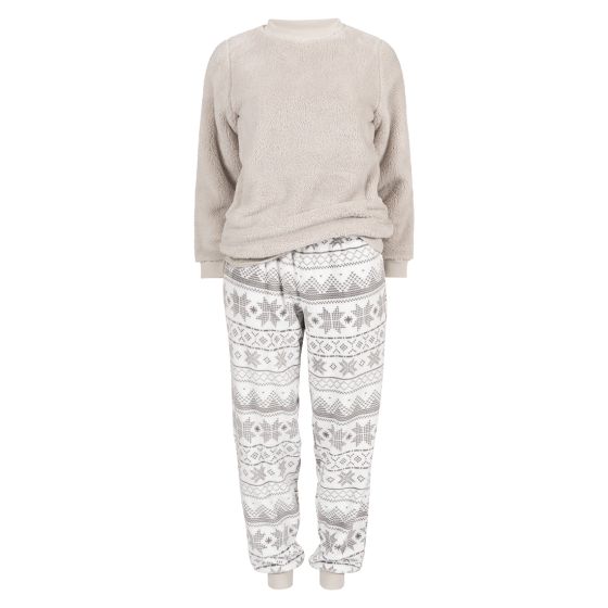 Fleece pyjamas beige