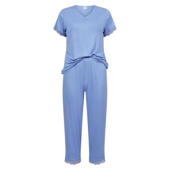 Pyjamas med korte ermer og trekvart bukse Lace .