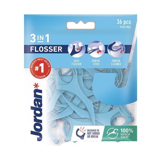 Jordan DF 3-in-1 Flosser med Fluor 36 stk 