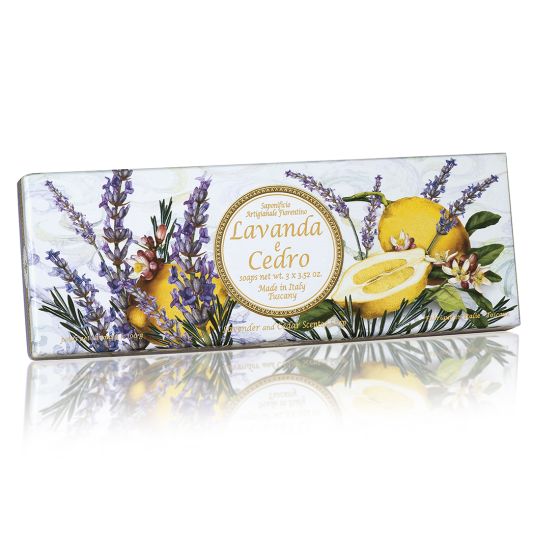 Fiorentino Lavender & Cedar 3 x 100 g Gaveeske Lavendel & Cedro