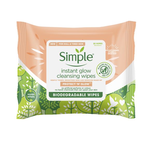 Simple instant glow bio wipes 20stk x+ original