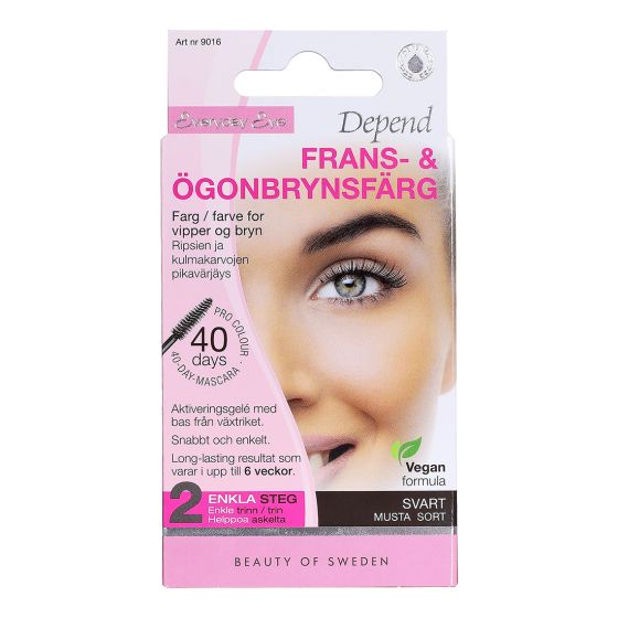 Vippe og brynsfarge sort.