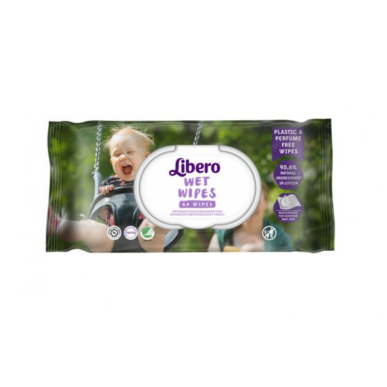 Våtservietter plastic free 64 stk original.