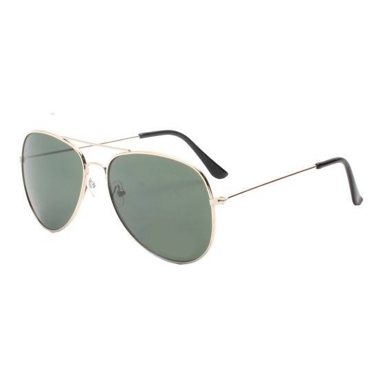 Solbrille Mann Aviator Metal gold/grønn