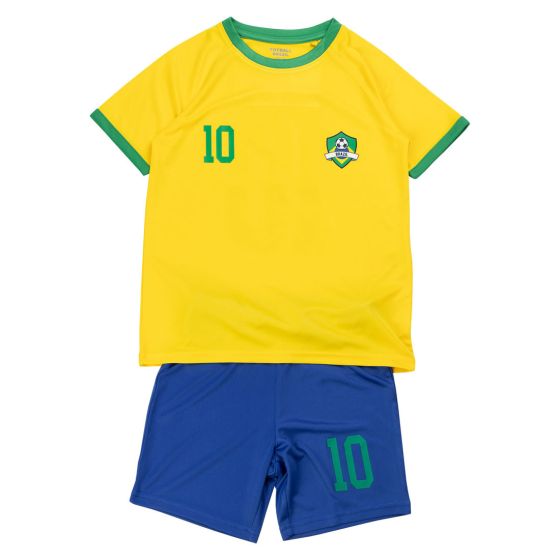 Fotballsett 2delt Brazil gul-blå