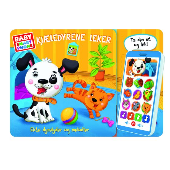 Kjæledyrene leker med smartphone standard.