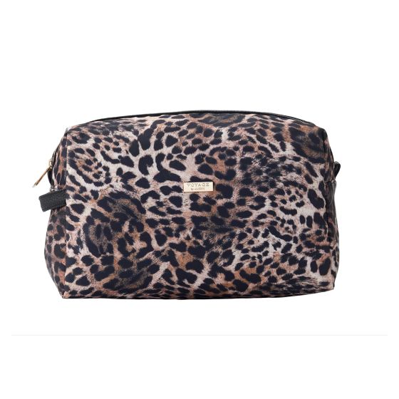 Clasic Toalettmappe til Dame Leopard Stor brun.