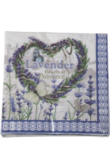 Serviett lavendel hjerte 20pk lavendel