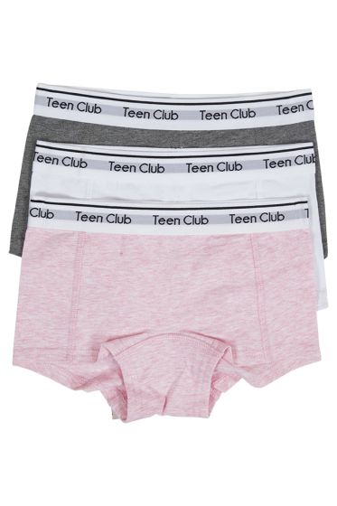 Kids World boxer 3pk i behagelig bomulls kvalitet rosa-grå-hvit
