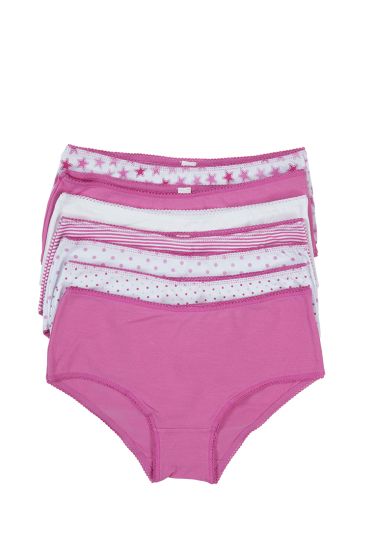 Teen Club truser 7pk i 100% bomull rosa-hvit