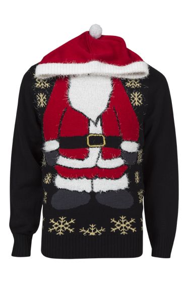 Crazy Christmas Julegenser med hette og dusk sort