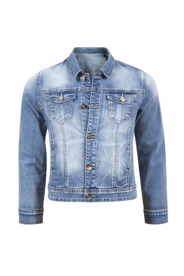 Teen Club jeans jakke i klassisk vask og modell. Trykk knapplukning blå