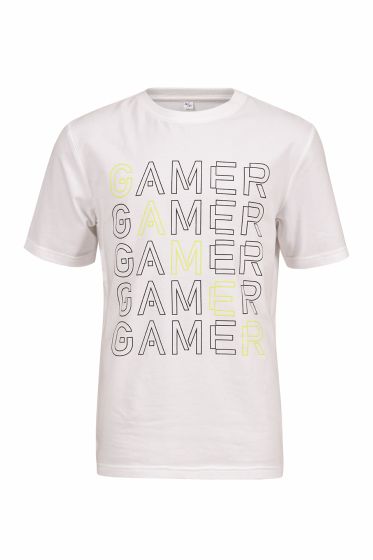 Kids Clothing t-skjorte med gaming motiv og neon detaljer hvit