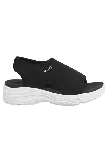 Rest Grace slip-on sandal med elastikk overdel og platåsåle sort
